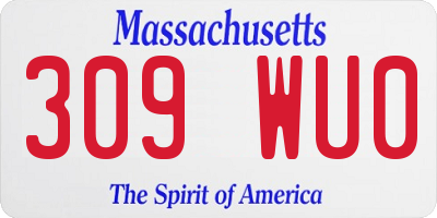 MA license plate 309WU0