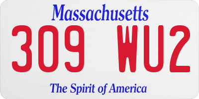MA license plate 309WU2
