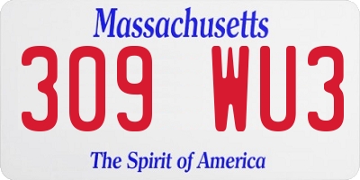 MA license plate 309WU3