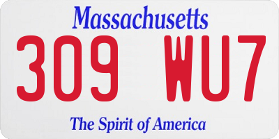 MA license plate 309WU7