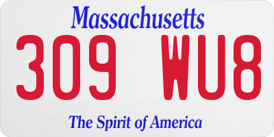 MA license plate 309WU8