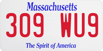 MA license plate 309WU9