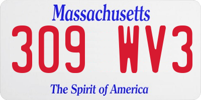 MA license plate 309WV3