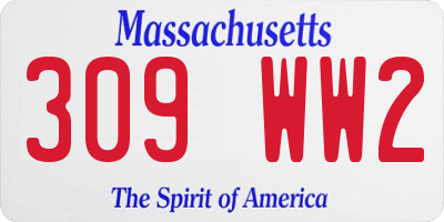 MA license plate 309WW2