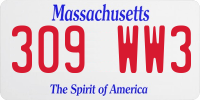 MA license plate 309WW3