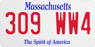 MA license plate 309WW4