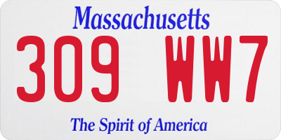 MA license plate 309WW7