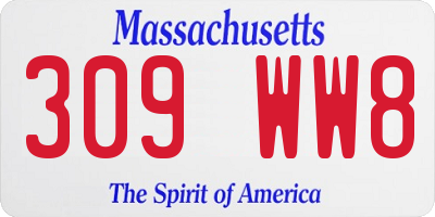 MA license plate 309WW8