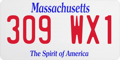 MA license plate 309WX1