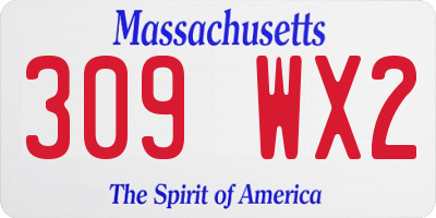 MA license plate 309WX2