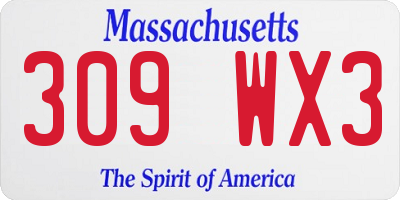 MA license plate 309WX3