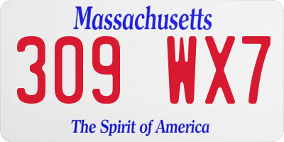 MA license plate 309WX7