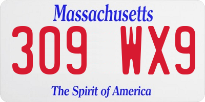 MA license plate 309WX9