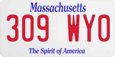 MA license plate 309WY0