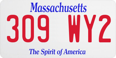 MA license plate 309WY2