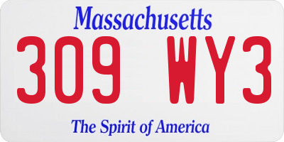 MA license plate 309WY3