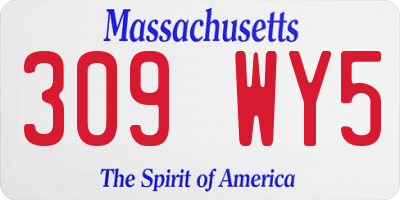 MA license plate 309WY5