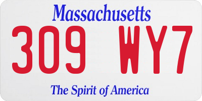 MA license plate 309WY7