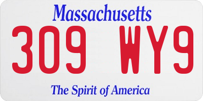 MA license plate 309WY9