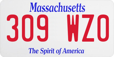 MA license plate 309WZ0