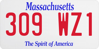 MA license plate 309WZ1