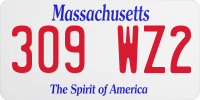 MA license plate 309WZ2