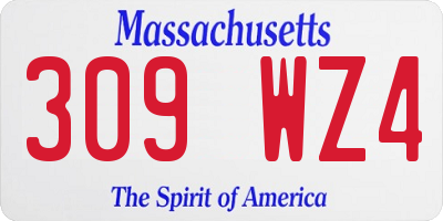 MA license plate 309WZ4