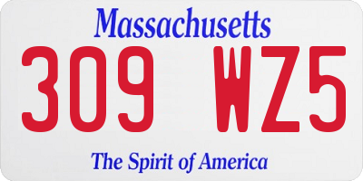 MA license plate 309WZ5