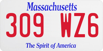 MA license plate 309WZ6