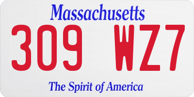 MA license plate 309WZ7