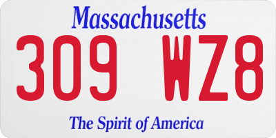 MA license plate 309WZ8