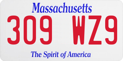 MA license plate 309WZ9