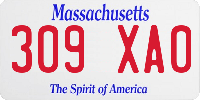 MA license plate 309XA0