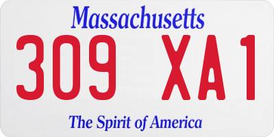 MA license plate 309XA1