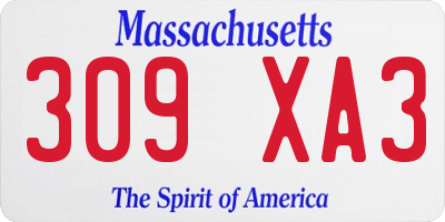 MA license plate 309XA3