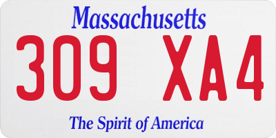 MA license plate 309XA4