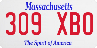 MA license plate 309XB0