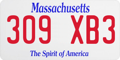 MA license plate 309XB3
