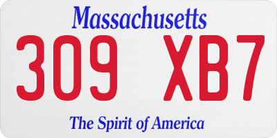 MA license plate 309XB7