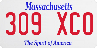MA license plate 309XC0