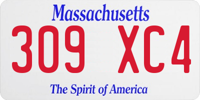 MA license plate 309XC4