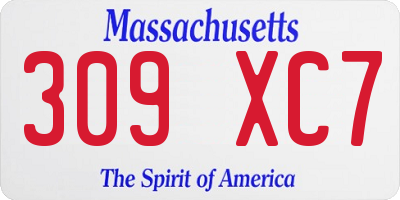 MA license plate 309XC7