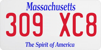 MA license plate 309XC8