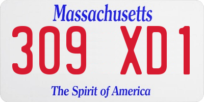 MA license plate 309XD1