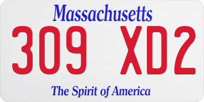 MA license plate 309XD2