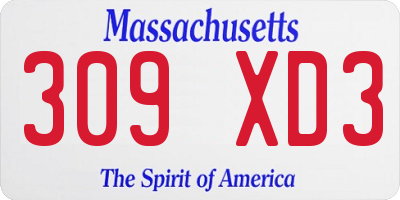 MA license plate 309XD3