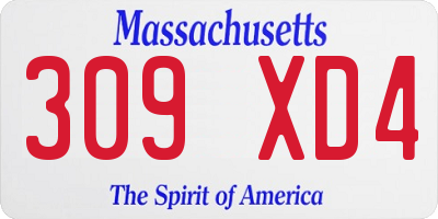 MA license plate 309XD4