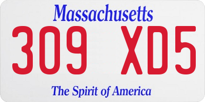 MA license plate 309XD5