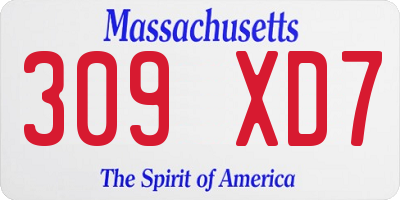 MA license plate 309XD7