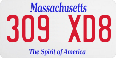 MA license plate 309XD8